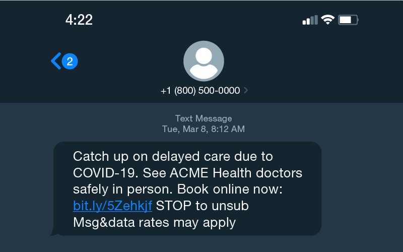 healthcare sms message